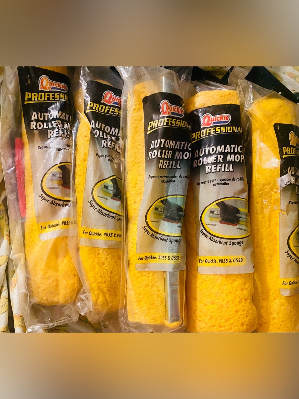 Quickie Professional Automatic Roller Mop Refill - Yellow #055 & 0558 LOT OF 5